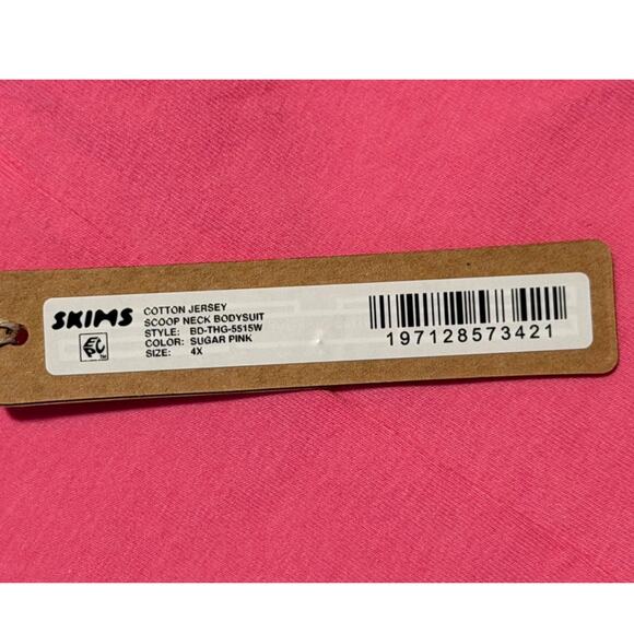 SKIMS Cotton Jersey Scoop Neck Bodysuit 4X — Sugar Pink NWT - Picture 5 of 5